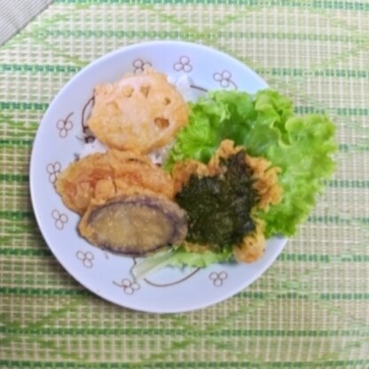 おるがんちゃん(^^)野菜の天ぷらでホクホクを天丼に美味しかったですo(^▽^)oリピにポチ（≧∇≦*）いつもありがとうございます